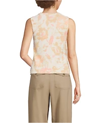 Lands' End Women's Fine Gauge Eyelash Printed Sleeveless Sweater - Set Top