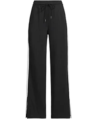 Lands' End Women's Petite Sport Knit High Rise Relaxed Straight Leg Side Stripe Pants