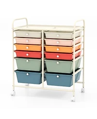 12 Drawers Rolling Cart Storage Scrapbook Paper Organizer Bins-Deep