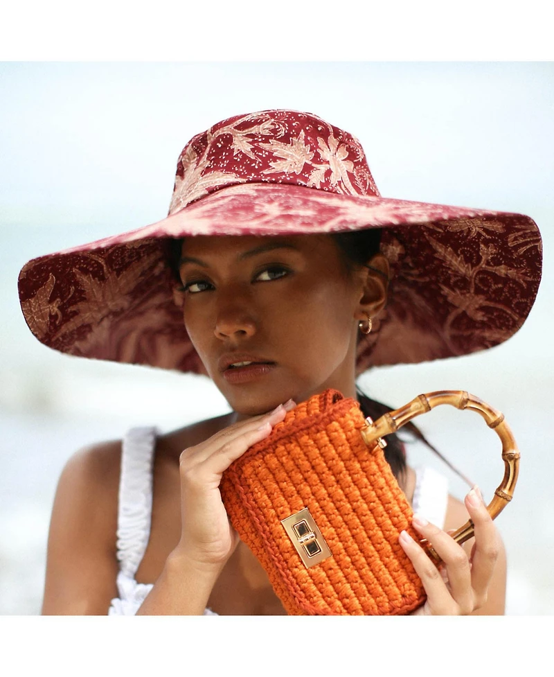 Brunna.co Kusuma Chinoiserie Batik Hat In Maroon Red