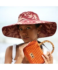 Brunna.co Kusuma Chinoiserie Batik Hat In Maroon Red