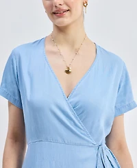 Reistor Women's Maxi Wrap Dress Light Blue