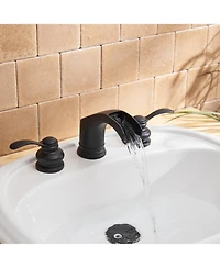 8 in. Waterfall 2-Handle Bathroom Widespread Sink Faucet With Pop-up Drain Assembly Spot Resist Polished Chrome