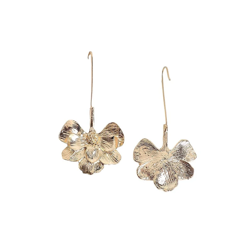 Metallic Semi Flora Drop Earrings