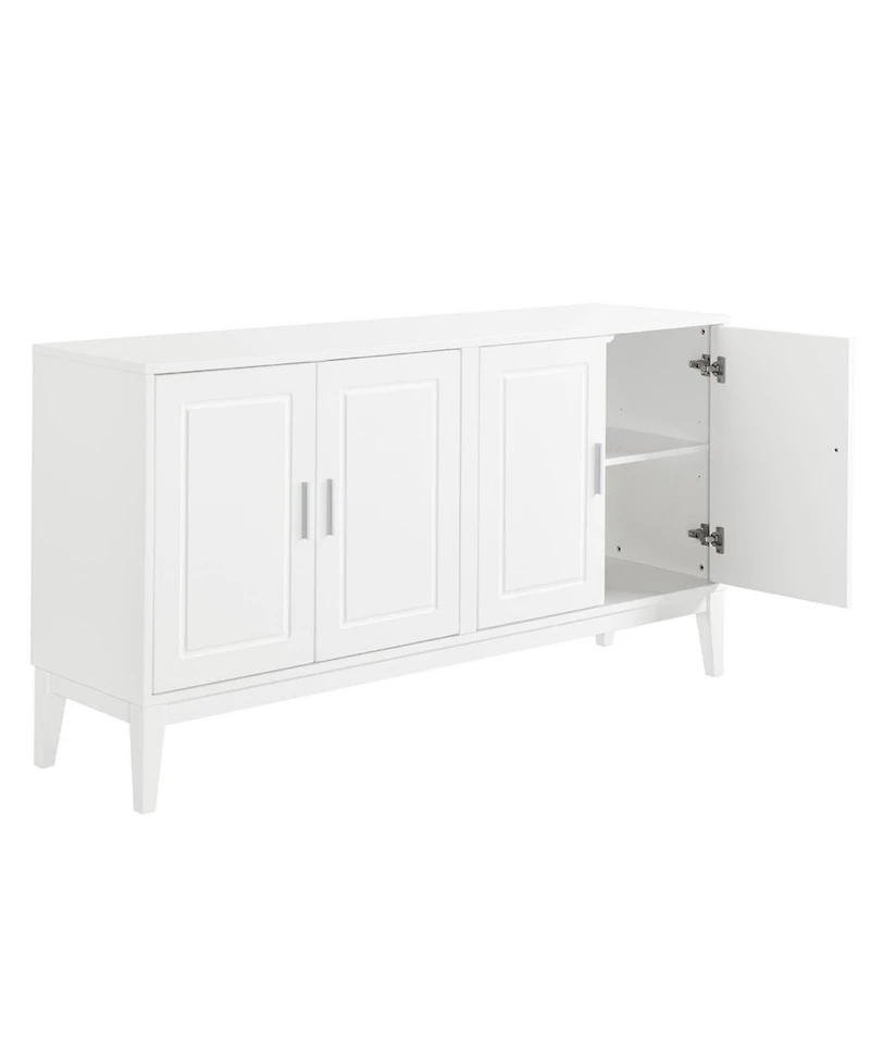 Streamdale White 4-Door Sideboard Cabinet with Adjustable Shelf