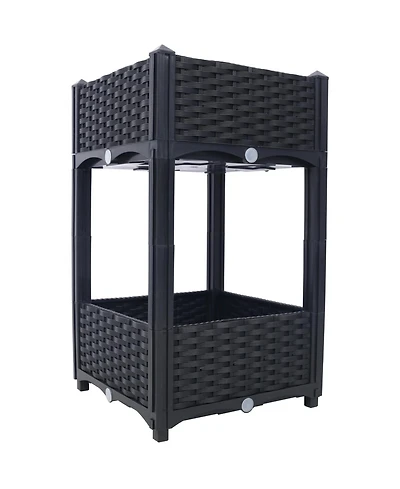 Streamdale Elevated Planter Box for Outdoor Gardening (15.7"x15.7"x27.7", Black)