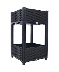 Streamdale Elevated Planter Box for Outdoor Gardening (15.7"x15.7"x27.7", Black)