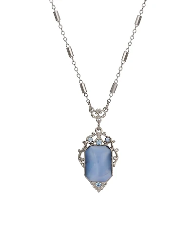 2028 Blue Moonstone Crystal Pendant Necklace