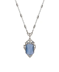 2028 Blue Moonstone Crystal Pendant Necklace