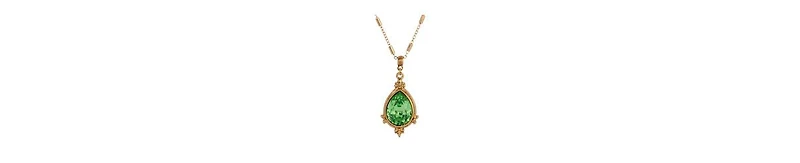 2028 14K Gold Dipped Green Crystal Pendant Necklace