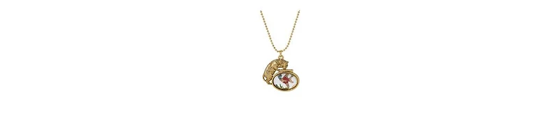 2028 Gold-Tone Cat Clear Acrylic Fishbowl Necklace