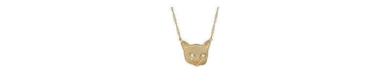 2028 Crystal Cat Face Necklace