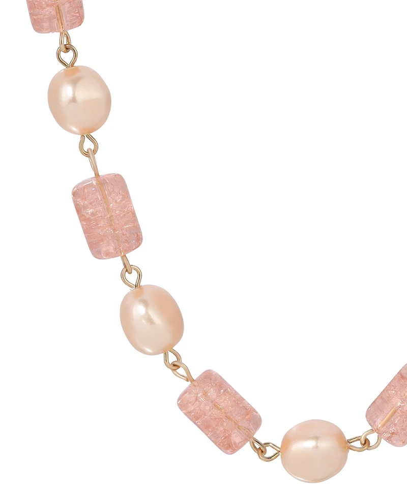 2028 Cracked Glass Faux Cultivated Pearl Bead Necklace