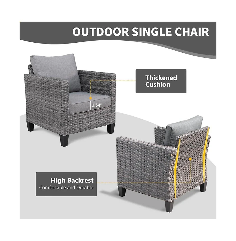 Xizzi 8 Piece Outdoor Patio Furniture Set,High Back Wicker Sofa Couch with 360° Swivel Rocking Chairs,Rattan Chairs and Ottoman Conversation Set