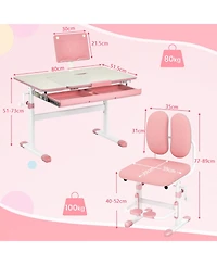 Height-Adjustable Kid's Study Desk and Chair Set