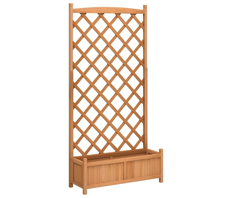 Planter with Trellis Brown Solid Wood Fir