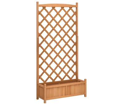 Planter with Trellis Brown Solid Wood Fir