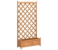 Planter with Trellis Brown Solid Wood Fir