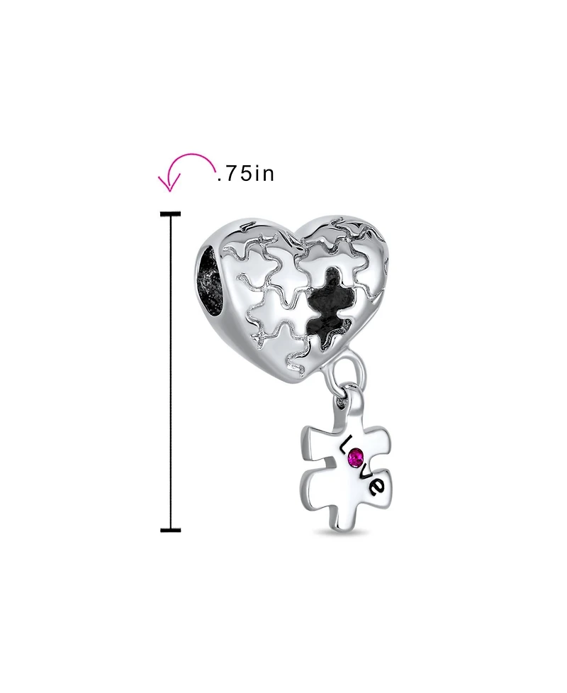 Bling Jewelry Autism Awareness Heart Puzzle Piece Charm Bead European Bracelets