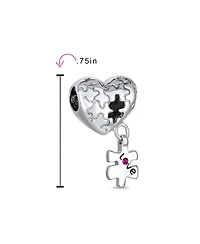 Bling Jewelry Autism Awareness Heart Puzzle Piece Charm Bead European Bracelets