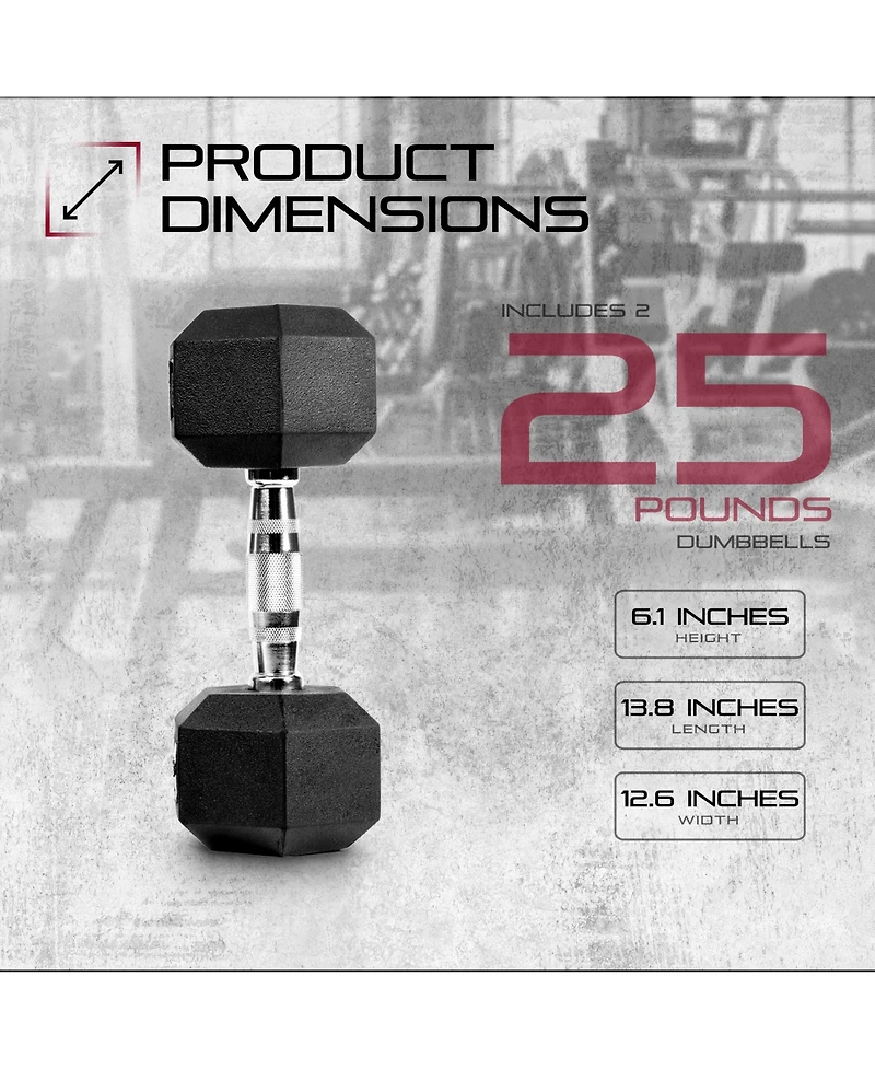 Signature Fitness Hex Dumbbells Strength Training Workout Equipment Set, 25 lbs