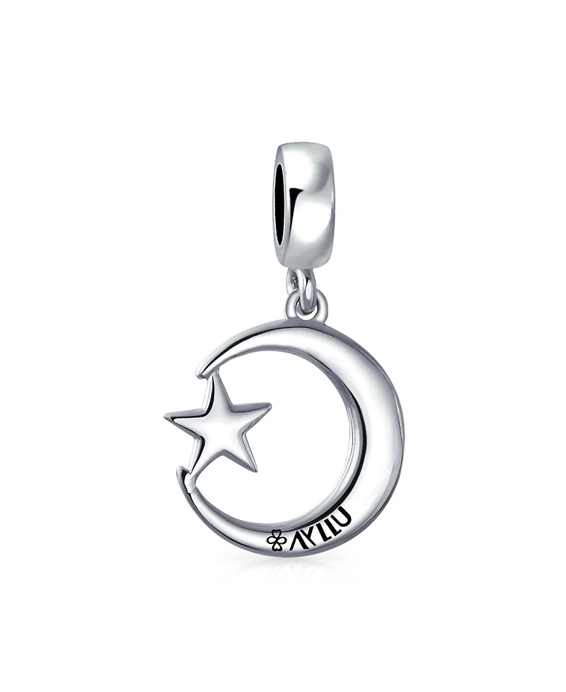 Bling Jewelry Inspirational Celestial Moon Star Dangle Charm Bead Sterling Silver for Bracelet