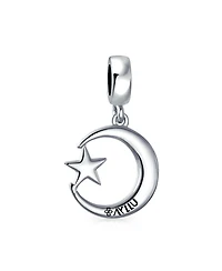 Bling Jewelry Inspirational Celestial Moon Star Dangle Charm Bead Sterling Silver for Bracelet
