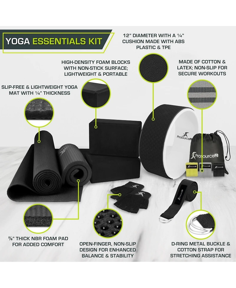 ProsourceFit Yoga Black/White Kit