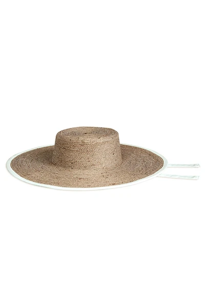 Brunna.co Lolo Wide-brim Jute Boater Hat in Natural Beige