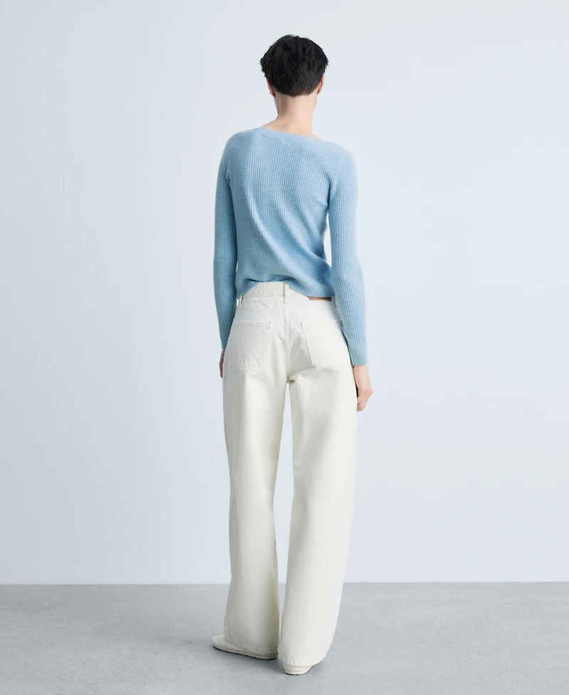 Mango Women's Boat Neck Ribbed Sweater