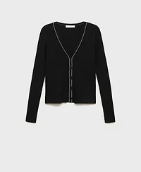Mango Women's V-Neck Knitted Cardigan Sweater