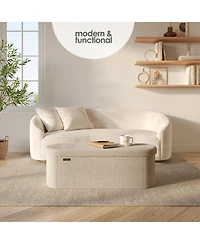 Ovel Boucle Ottoman Storage Bench – Modern Foot Stool