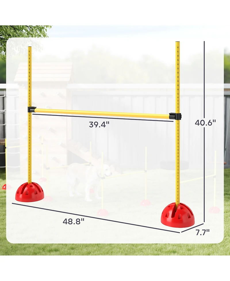 PawHut 4 Piece Dog Agility Course Backyard Set w/ Agility Jumps & Carry Bag