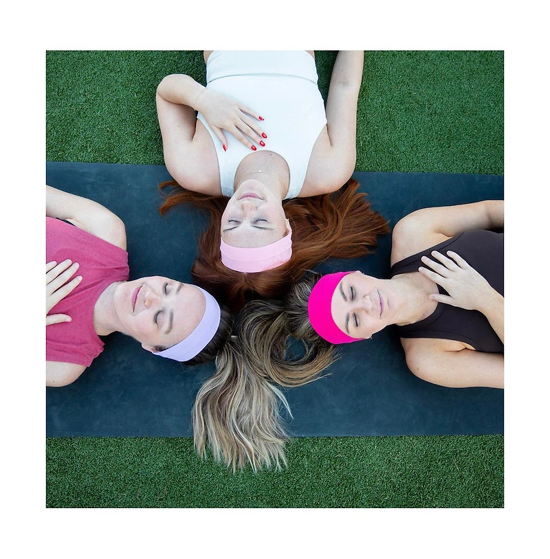 Women's Pack of Wide Training Headbands - Purple + Pink + Hot Pink
