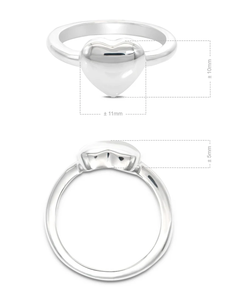 Devata Puffy Heart Ring in Sterling Silver