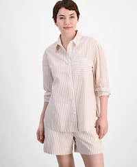 On 34th Women's Cotton Striped Button-Front Shirt