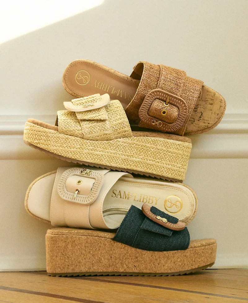 Sam and Libby Women's Crysta Buckle Platform Wedge Sandals