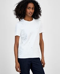 I.n.c. International Concepts Women's Cotton Embellished T-Shirt, Exclusively at Macy's