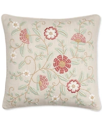 Charter Club Embroidered Flowers Decorative Pillow, 18" x 18", Exclusively at Macy's