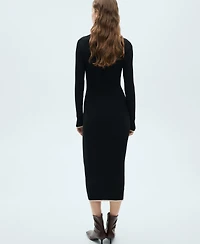 Mango Women's Contrast Ribbed Knit Dress