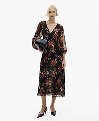 Mango Women's Floral Puff Sleeve Dress