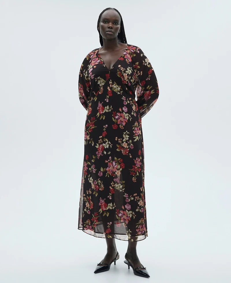 Mango Women's Floral Puff Sleeve Dress