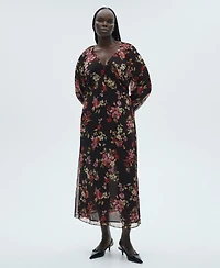 Mango Women's Floral Puff Sleeve Dress