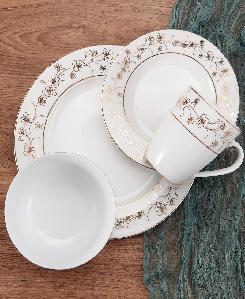 Mikasa Metallic Floral Gold 32-Pc. Dinnerware Set, Service for 8