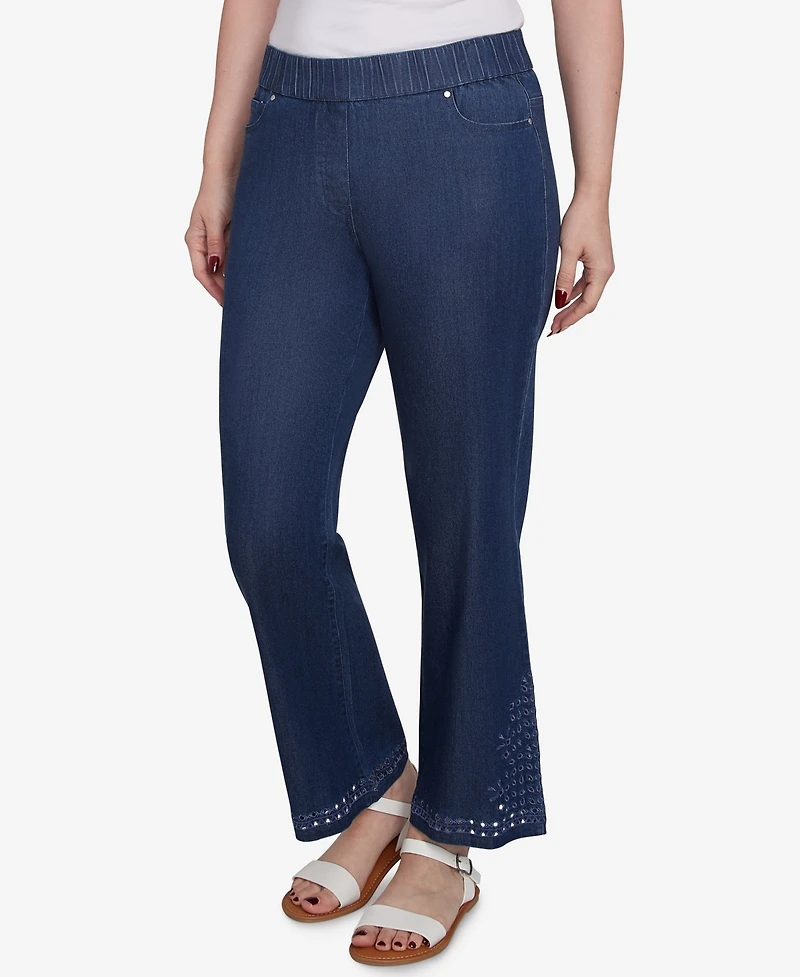 Ruby Rd. Petite Eyelet Embroidered Dark Bootcut Jeans