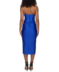 Juniors' Strapless Corset Shiny-Knit Midi Dress