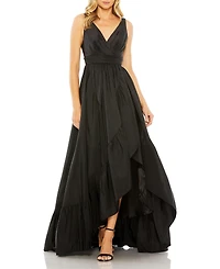 Women's Taffeta Hi-Low Ruffle Gown