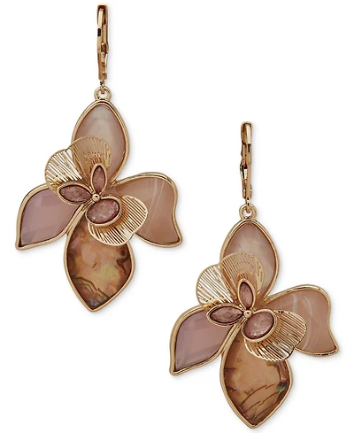 lonna & lilly Gold-Tone Mixed Stone Flower Statement Earrings