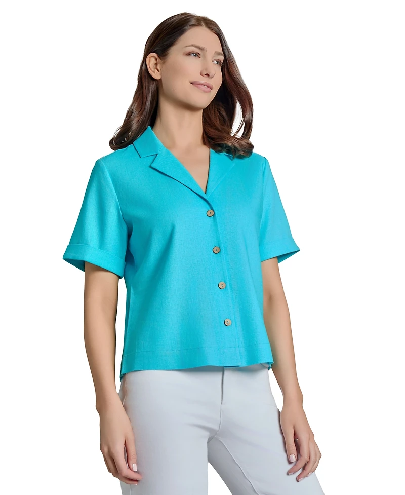Jones New York Women's Notch-Collar Short-Sleeve Shirt
