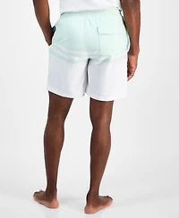 Club Room Men's Quick-Dry Performance Colorblocked Stripe 7" Swim Trunks
